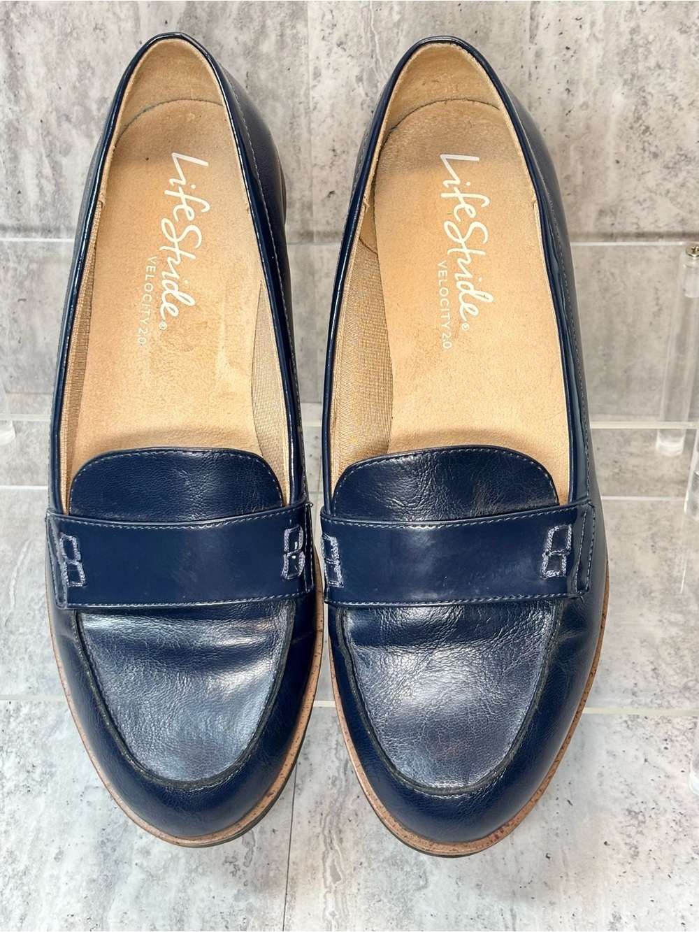 Life Stride Velocity 2.0 Navy Blue Flats Slip Ons Loafers Sz 8W - Picture 2 of 7